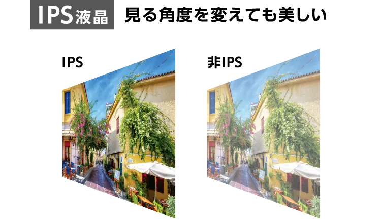 IPS液晶 見る角度を変えても美しい
