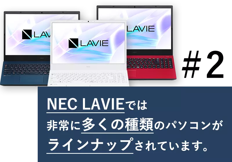 NEC LAVIEでは非常に多くの種類のパソコンがラインナップされています。