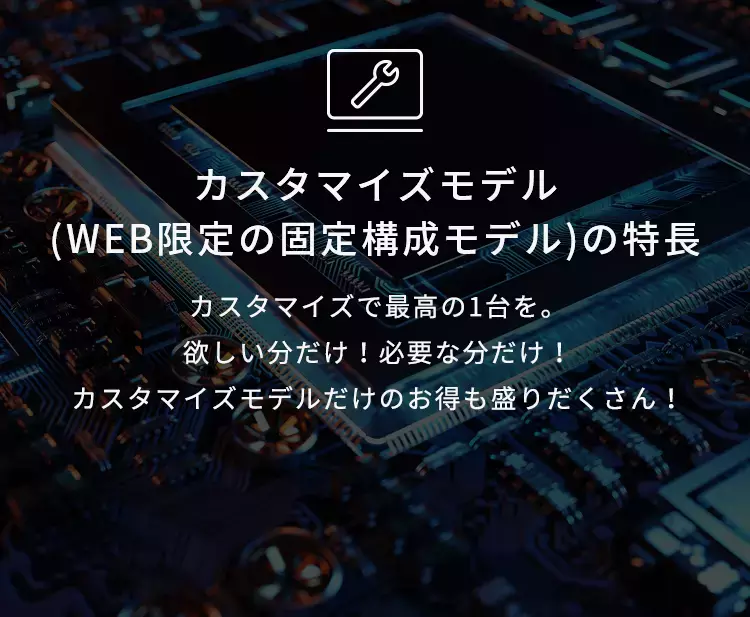 カスタマイズモデル（WEB限定の固定構成モデル）の特長