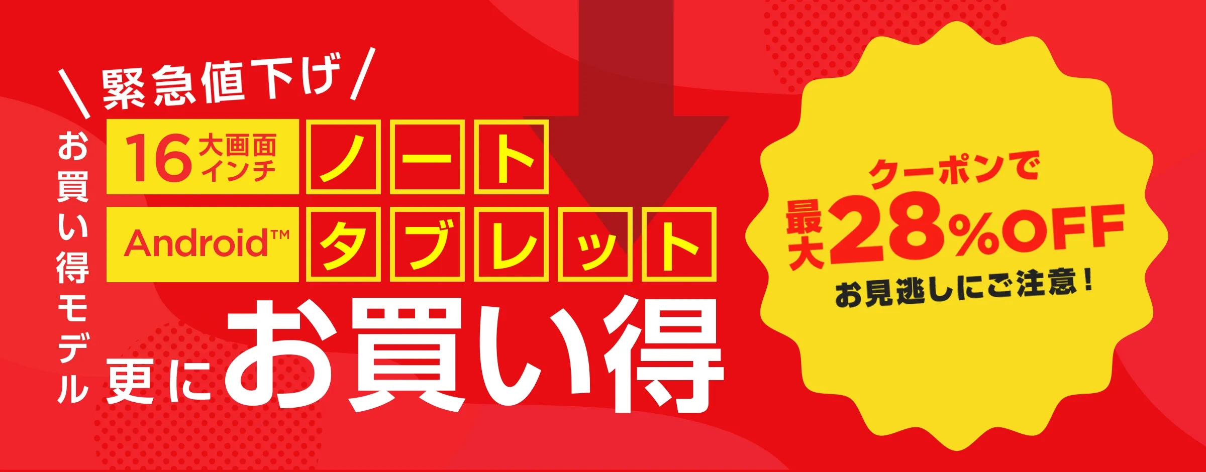 お買い得モデル お見逃しにご注意！
