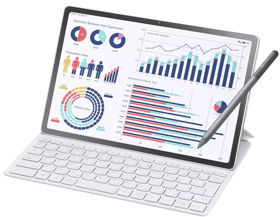 タブレットにキーボードを接続した写真